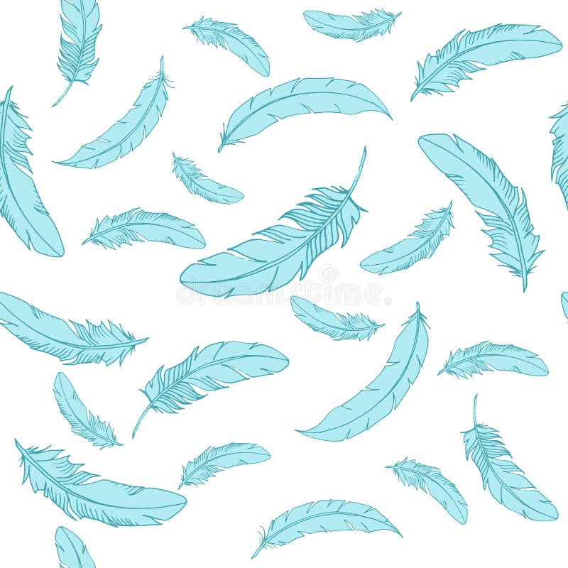 Plumas Azules Modelo Inconsútil De La Ilustración Ilustraciones