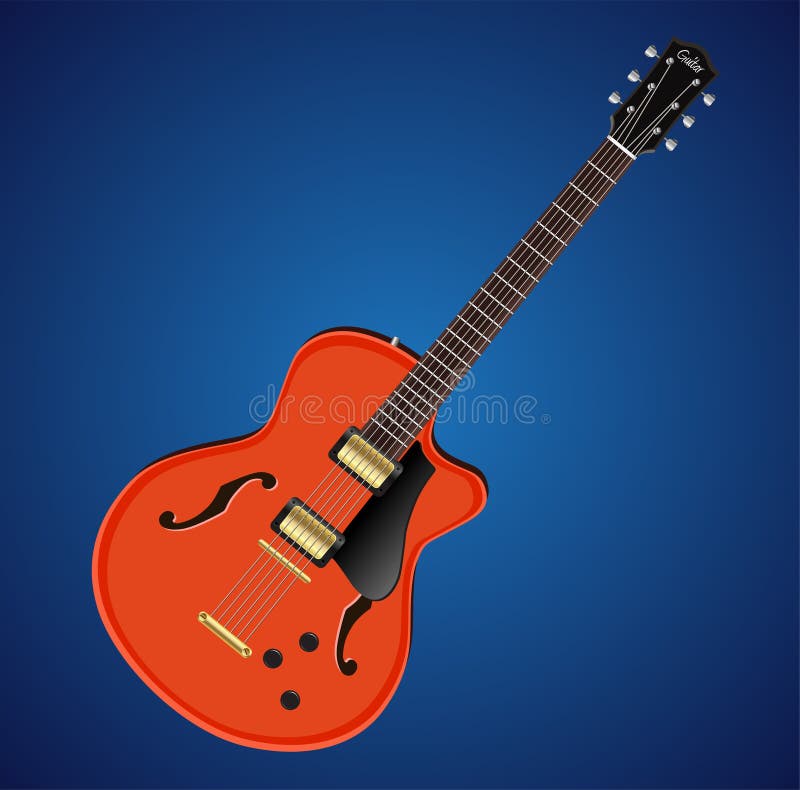 Vector electric hollow body guitar icon