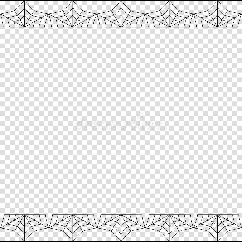 Halloween square double up and down spiderweb border with copy space on transparent background. vector illustration