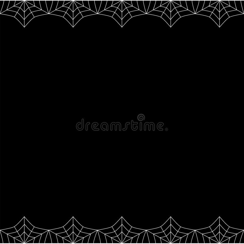 Halloween square double up and down spiderweb border with copy space on black background. stock illustration