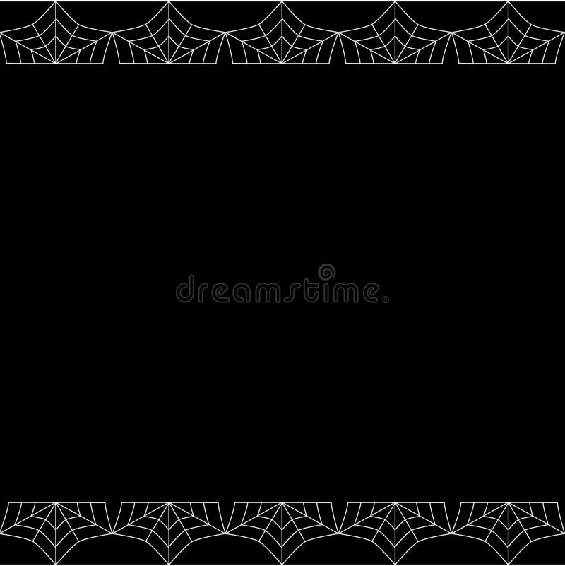 Halloween square double up and down spiderweb frame with copy space on black background. royalty free illustration