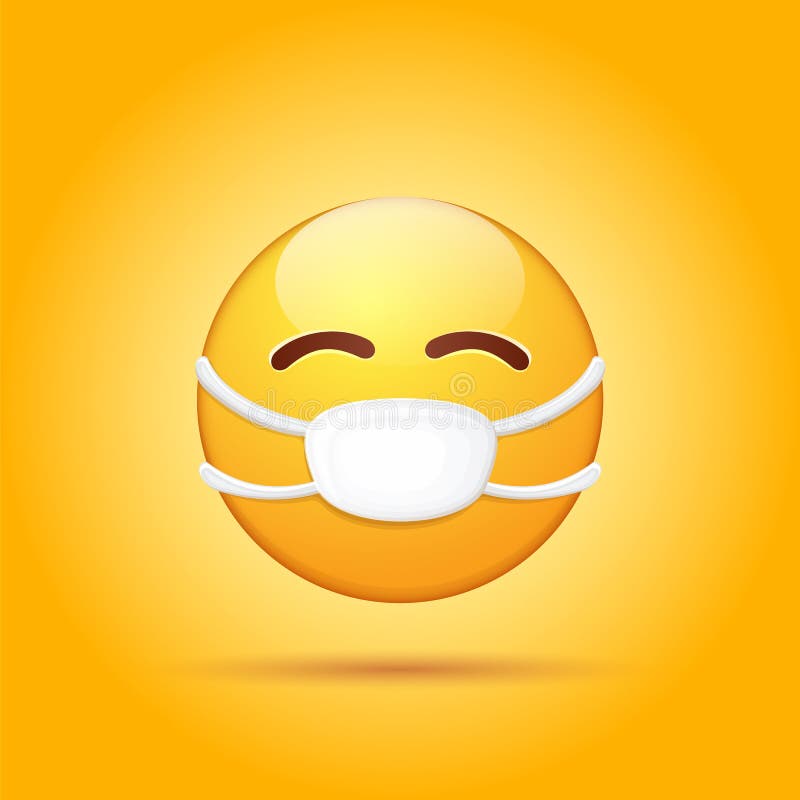 Vector Emoji  Sticker  With Mouth Medical Protection Mask 