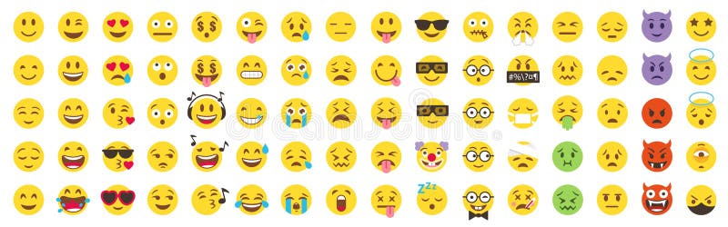 Vector Emoticon Big Set. Emoji pack.