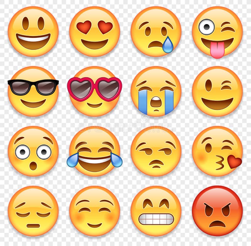 Set Realistic Emoji Emoticon Faces Icon Stock Illustration 1979717633