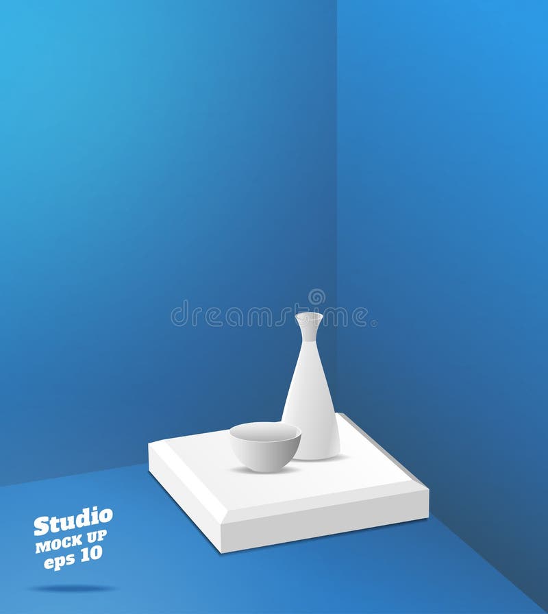 Vector,Empty blue studio room with corner background ,Template m royalty free illustration