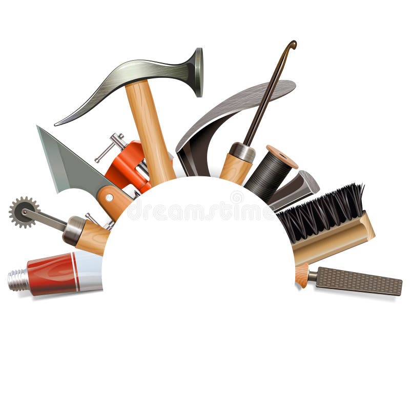 Vector Empty Frame with Shoemaker Tools vector illustration