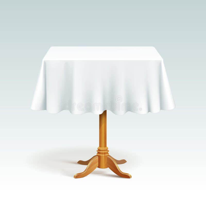 Vector Empty Square Wood Table with Tablecloth vector illustration