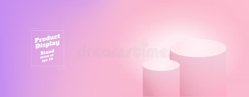 Vector,Empty subtle gradient purple to pink color studio round kiosk stand background ,product display with copy space for display stock illustration