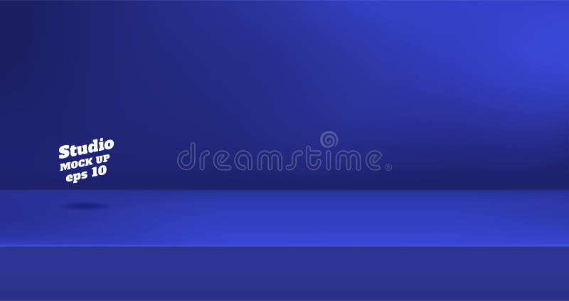 Vector, Empty vivid navy blue color studio table room background royalty free illustration
