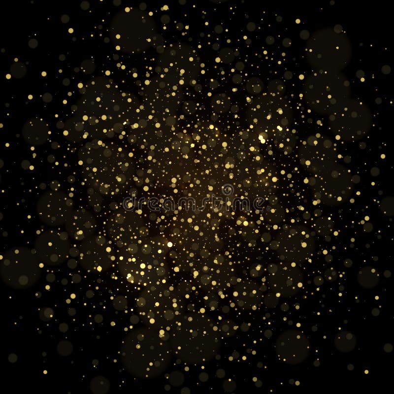 Gold Bokeh Transparent Dust on Black Background Stock Vector - Illustration  of dark, glowing: 118062094