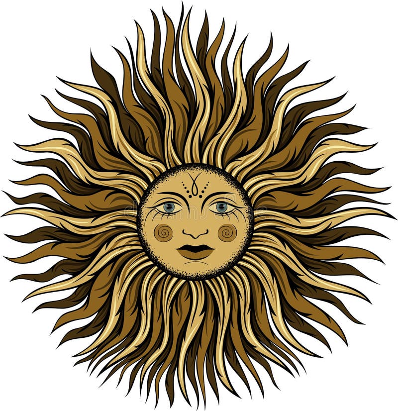 Download Vector Esoteric Vintage Sun Stock Vector - Illustration of cartoon, boho: 186508208