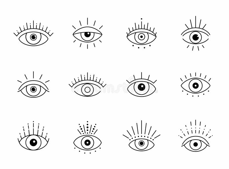 Vector Eye Boho Design. Outline Eyes Symbols, Tattoo Design Stock Vector -  Illustration of emblem, look: 180911401