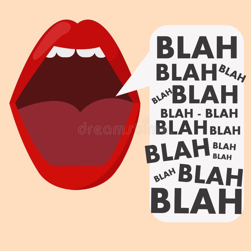 Banner with the mouth and gossip blah blah blah. Vector illustration. Banner with the mouth and gossip blah blah blah. Vector illustration