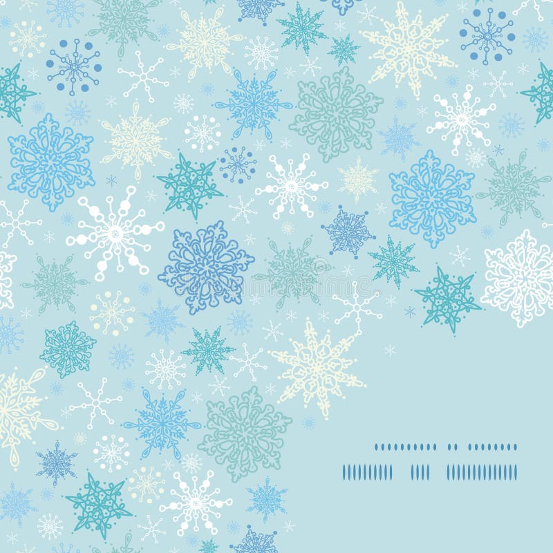 Vector falling snow frame corner pattern