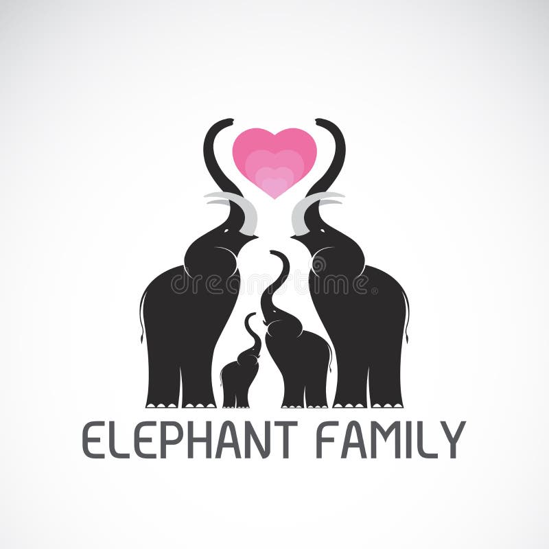 Vector of family elephants and pink heart on white background, Wild Animals, Easy editable layered vector illustration. Vector of family elephants and pink heart on white background, Wild Animals, Easy editable layered vector illustration.