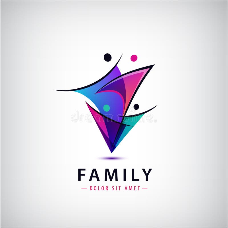 Vector Family with Kids, 4 People Group Logo. Stock Vector ...