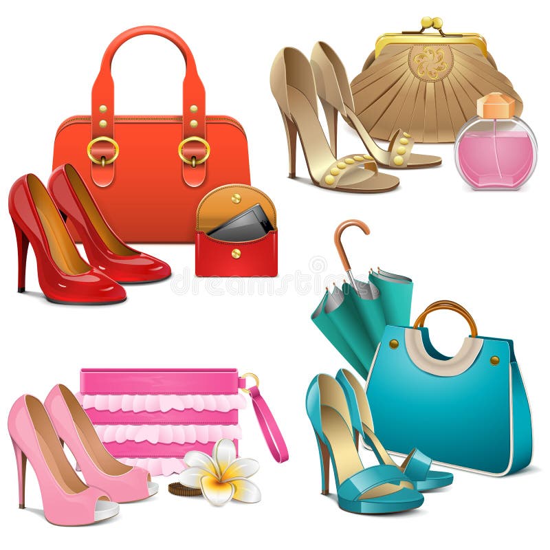 Set of Fashion Accessories. Women Items and Accessories Stock Illustration  - Illustration of mirror, bracelet: 104534556