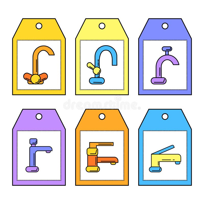 Vector Faucet Labels. Plumbing Elements for Design and  Stock Vector
