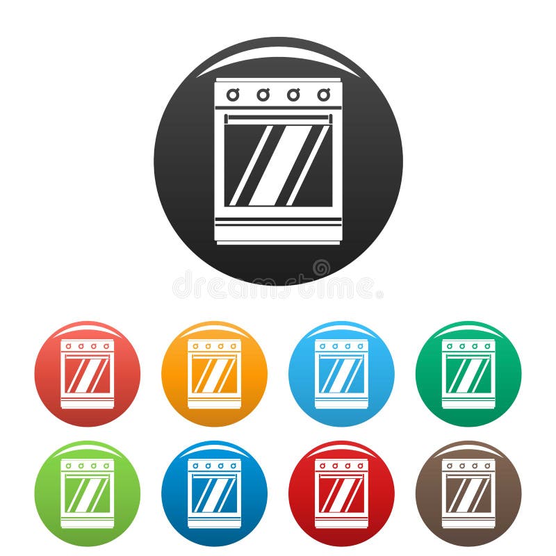 Vector fijado iconos modernos del color del horno de gas stock de ilustración Vector fijado iconos modernos del color del horno de gas stock de ilustración