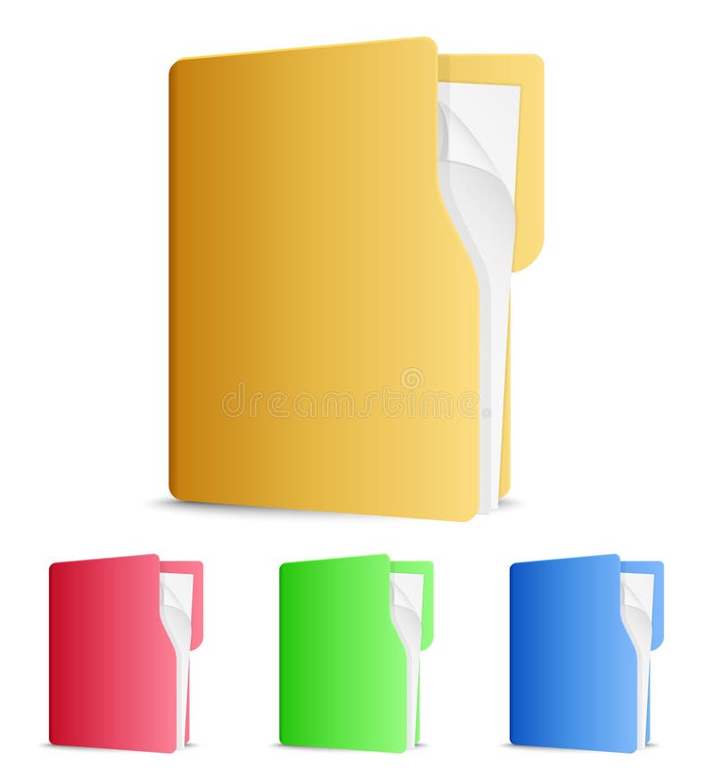 Vector file folders icons in vertical orientation on white background stock illustration