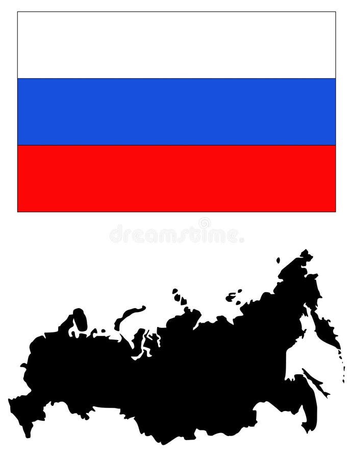 Russia map with flag Royalty Free Vector Image