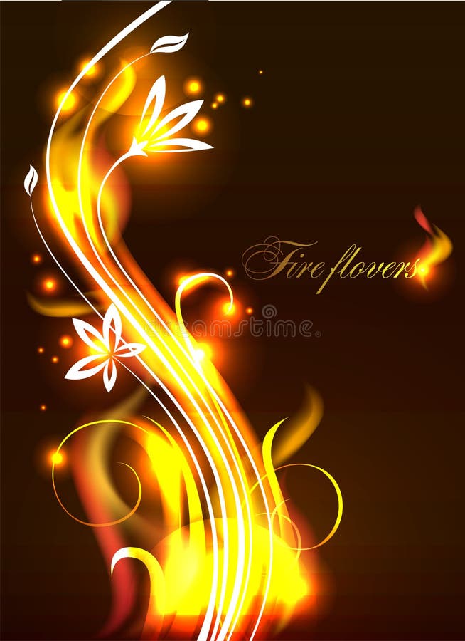 Black Background With Flames And Flowers Stock Illustration