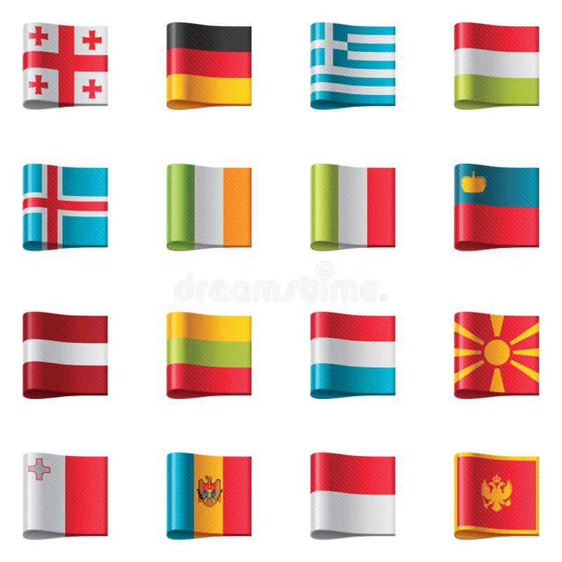 Set of detailed flags as textile ribbon tags. Flag malta vector vectors