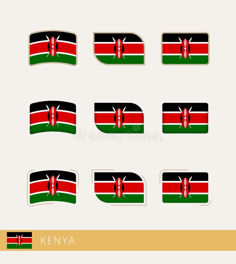 Vector flags of Kenya, collection of Kenya flags royalty free illustration