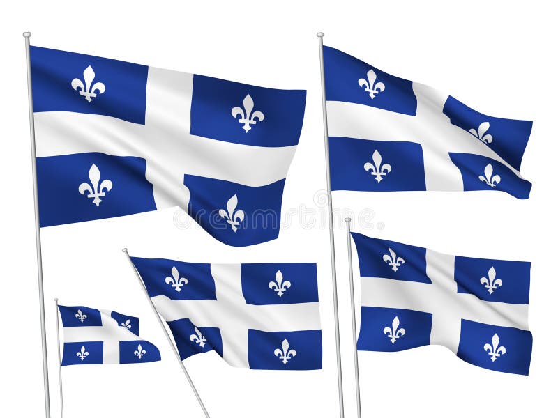 Vector flags of Quebec province of Canada