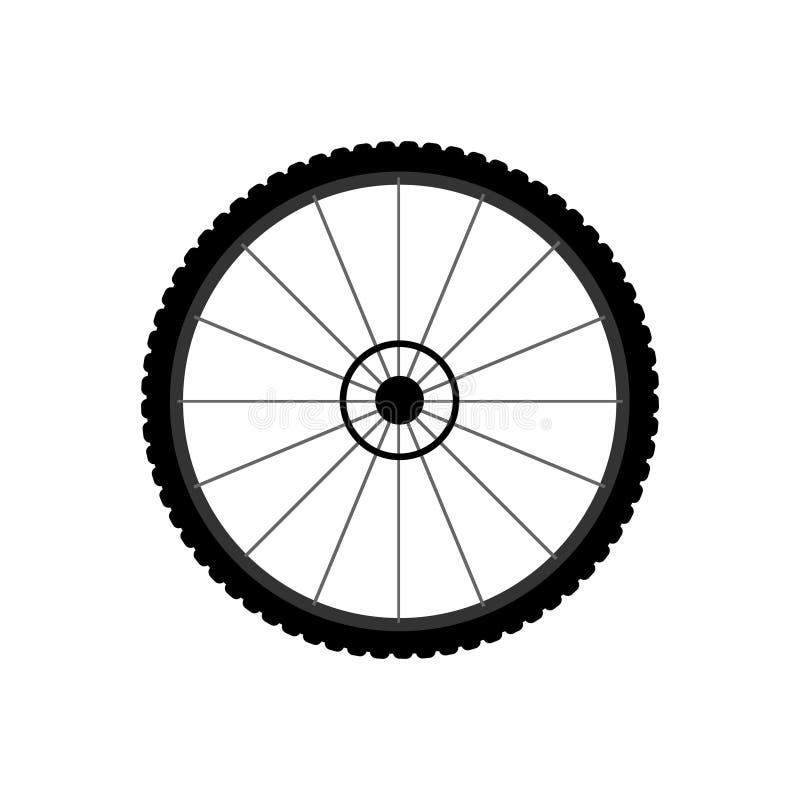 Vector Flat Black Icon of Bicycle Wheel Stock Vector Illustration of
