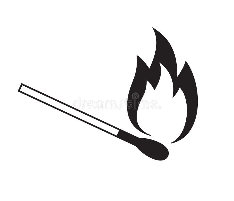 Burning Match Black And White Vector Stock Vector Illustration of
