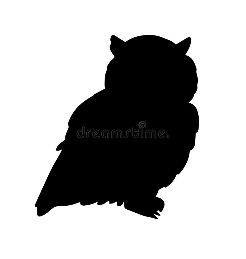 Vector Flat Black Sitting Owl Silhouette Stock Illustration ...