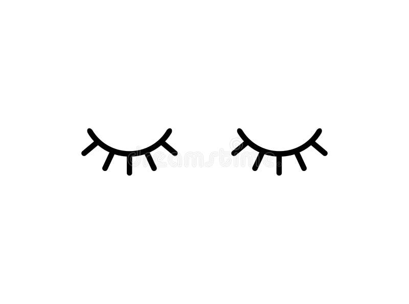 Vector Flat Cartoon Black Line Eyes Closed Stock Vector - Illustration ...