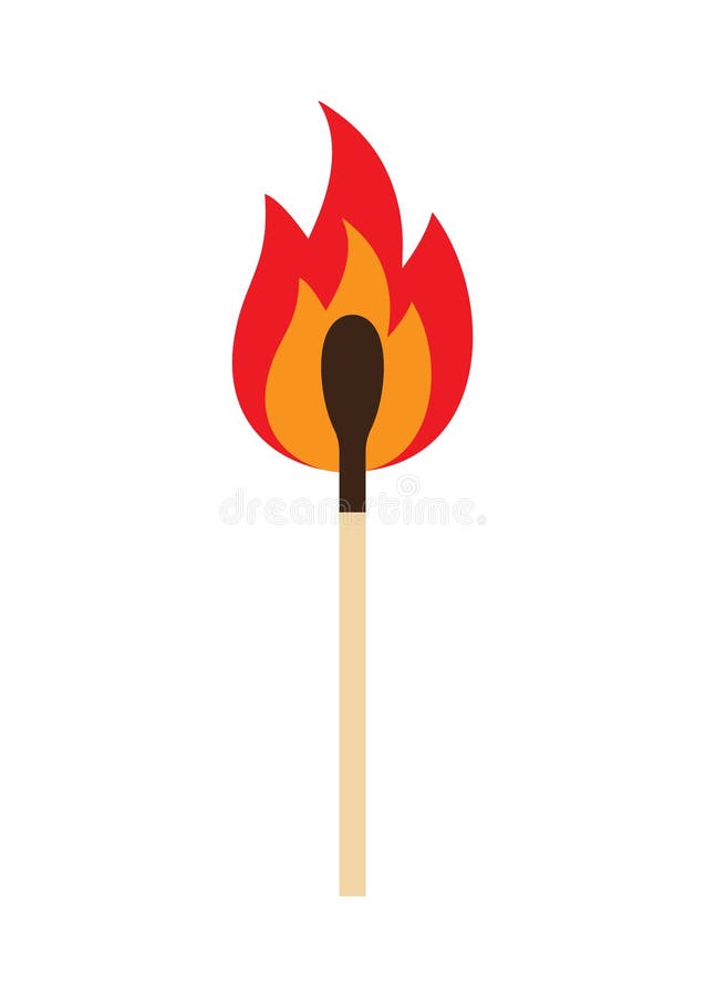 Vector flat cartoon burning fire match stock illustration Vector flat cartoon burning fire match stock illustration
