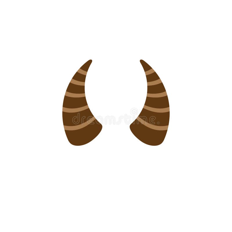 Vector Flat Cartoon Colored Bull Cow Horns Stock Vector Illustration