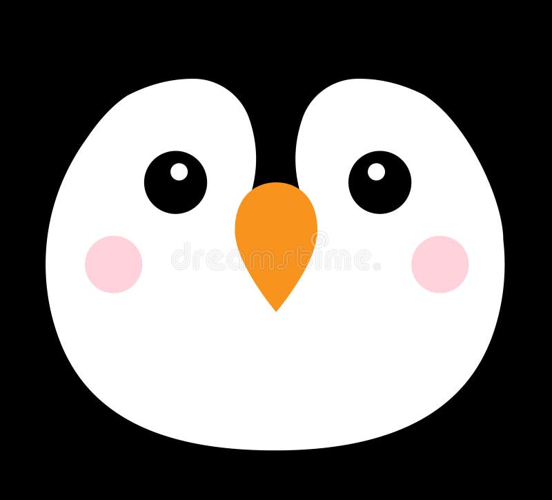 Vector Flat Cartoon Penguin Face Stock Illustration - Illustration of