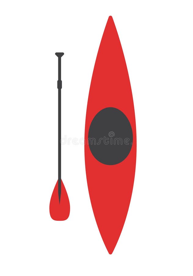 Vector Flat Cartoon Red Canoe with Paddle Stock Vector Illustration of icon, canoe 156529690