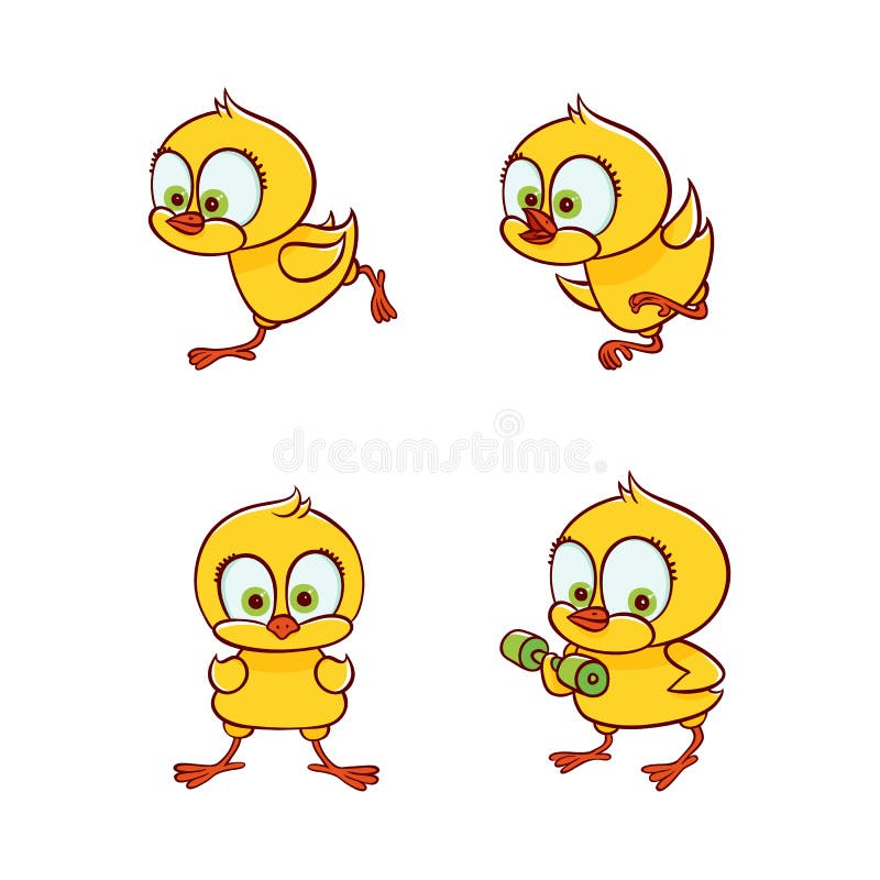 https://thumbs.dreamstime.com/b/vector-flat-cute-baby-chicken-yellow-small-funny-chick-set-run-bird-animal-characters-learning-to-fly-workout-dumbbell-121197648.jpg