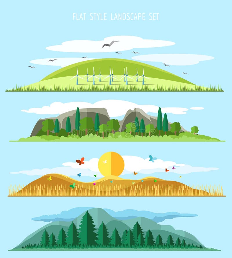 Vector flat forest landscape royalty free illustration