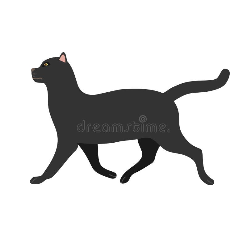 Vector Flat Hand Drawn Black Cat Stock Vector Illustration of drawing, cartoon 256440857