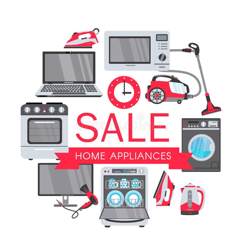 Vector flat home appliance sale icon set royalty free illustration Vector flat home appliance sale icon set royalty free illustration