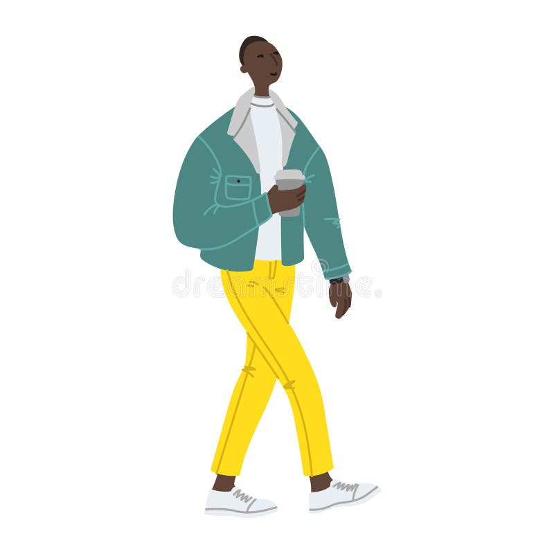 Vector Flat Illustration with Walking Men Stock Illustration ...