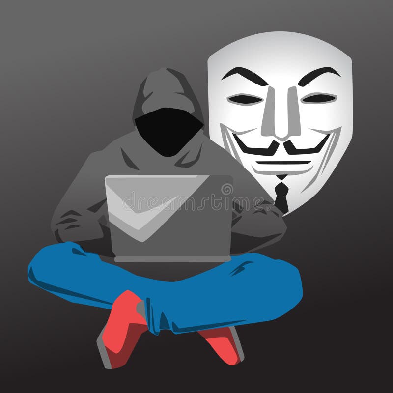 Hacker is using computer to attack vector illustration vector illustration