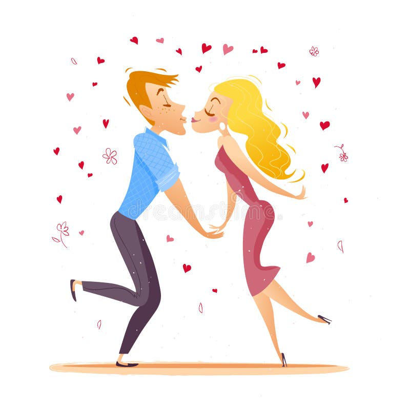 Vector Flat Loving Couple Illustration. Stock Vector - Illustration of ...