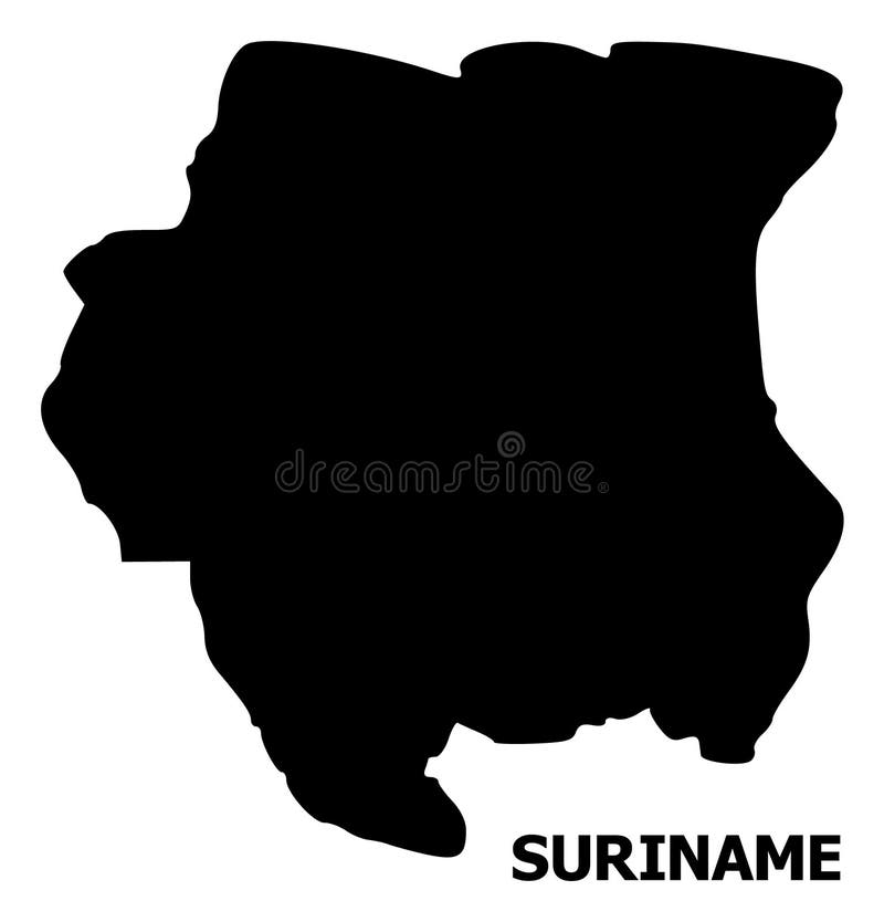 Vector Flat Map of Suriname with Name Stock Vector Illustration of