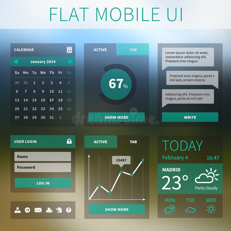 Vector flat Mobile Web UI interface royalty free illustration