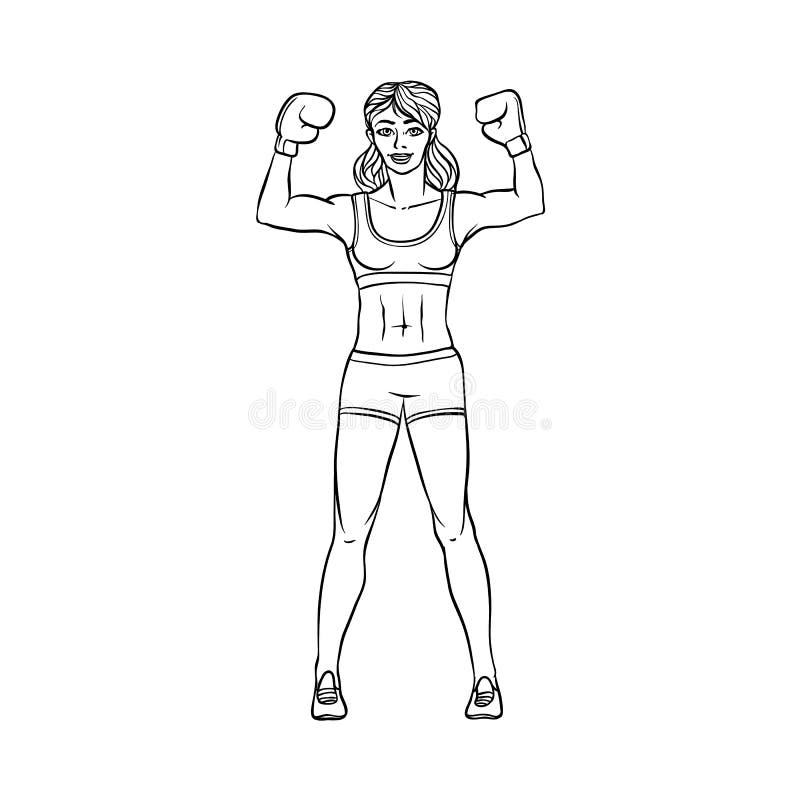 Vector Flat Muscular Althlete Boxer Woman Stock Vector - Illustration ...