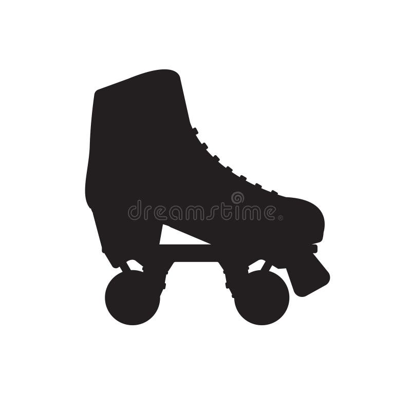 Vector flat quad roller skates silhouette. Isolated on white background