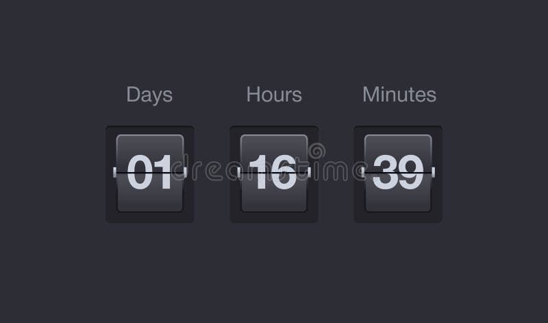 Vector flip countdown timer. Clock counter for websites and interfaces. Days, hours and minutes. royalty free illustration Vector flip countdown timer. Clock counter for websites and interfaces. Days, hours and minutes. royalty free illustration