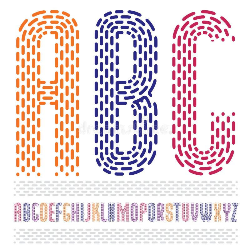Vector flippige verkürzte ernstlichbuchstaben des englischen Alphabetes, ABC-Col. vektor abbildung